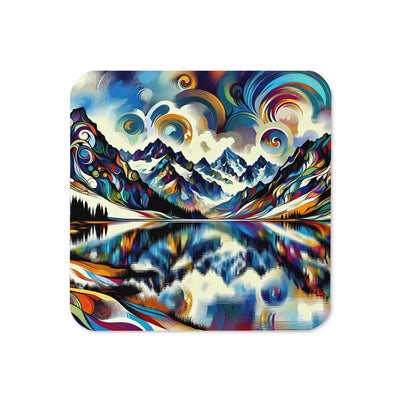 Alpensee im Zentrum eines abstrakt-expressionistischen Alpen-Kunstwerks - Untersetzer berge xxx yyy zzz Default Title