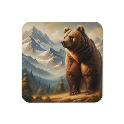 Ölgemälde eines königlichen Bären vor der majestätischen Alpenkulisse - Untersetzer camping xxx yyy zzz Default Title