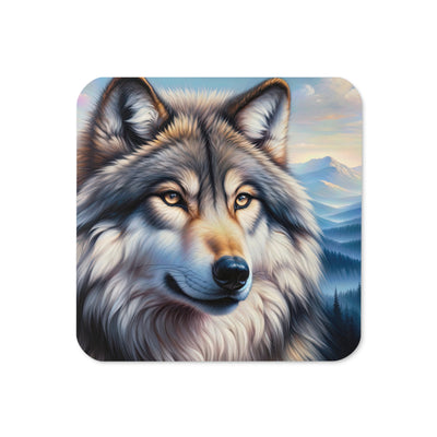 Ölgemäldeporträt eines majestätischen Wolfes mit intensiven Augen in der Berglandschaft (AN) - Untersetzer xxx yyy zzz Default Title