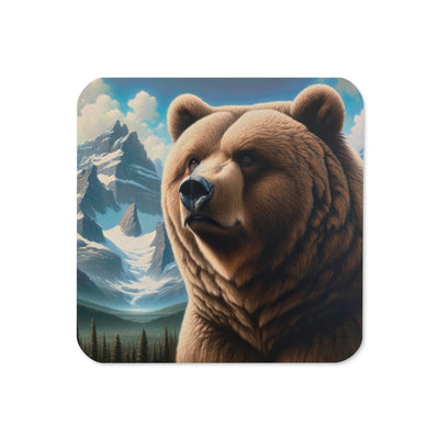Realistisches Ölgemälde eines männlichen Bären in den Bergen mit Fokus auf Stärke und Schärfe - Untersetzer camping xxx yyy zzz Default Title