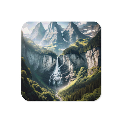 Foto der sommerlichen Alpen mit üppigen Gipfeln und Wasserfall - Untersetzer berge xxx yyy zzz Default Title