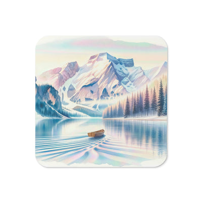 Aquarell eines klaren Alpenmorgens, Boot auf Bergsee in Pastelltönen - Untersetzer berge xxx yyy zzz Default Title