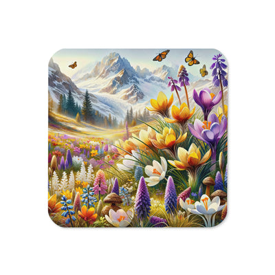 Aquarell einer ruhigen Almwiese, farbenfrohe Bergblumen in den Alpen - Untersetzer berge xxx yyy zzz Default Title