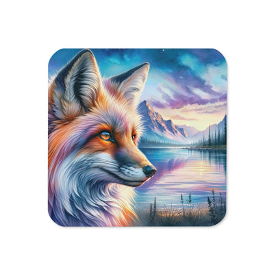 Aquarellporträt eines Fuchses im Dämmerlicht am Bergsee - Untersetzer camping xxx yyy zzz Default Title