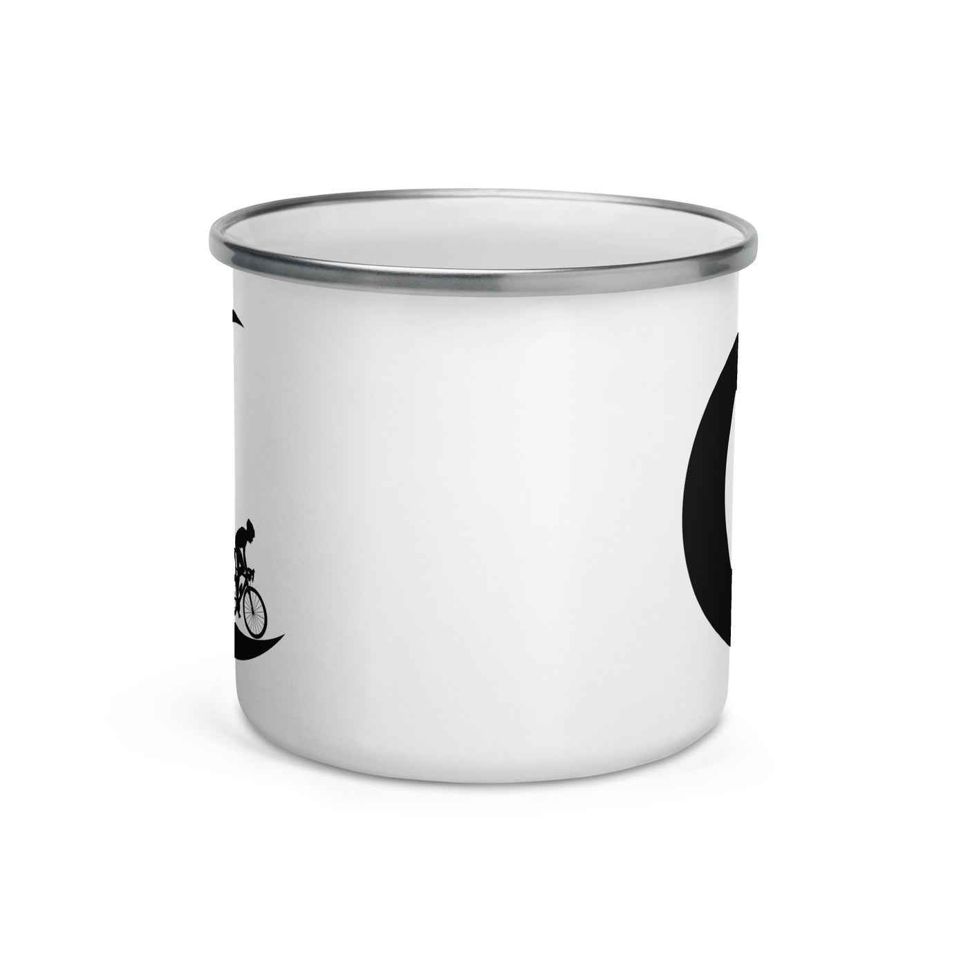 Crescent Moon - Man Cycling - Emaille Tasse fahrrad