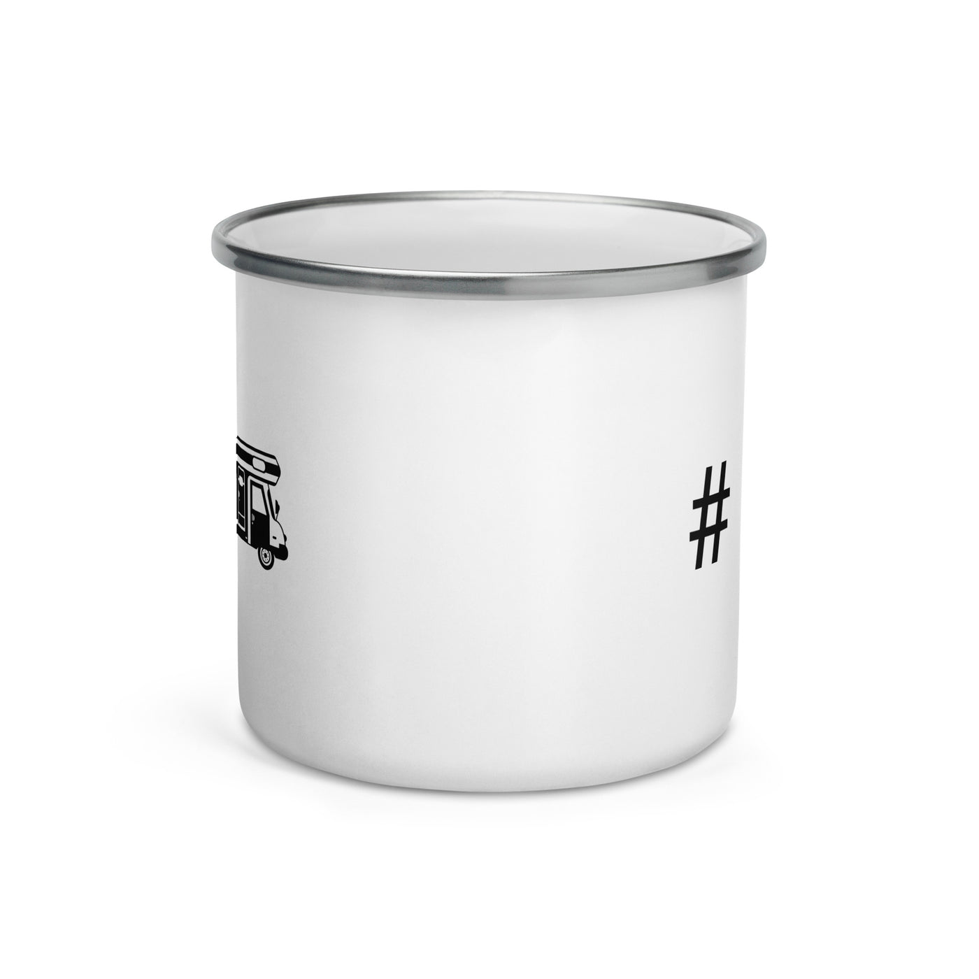 Hashtag - Camping Van - Emaille Tasse camping