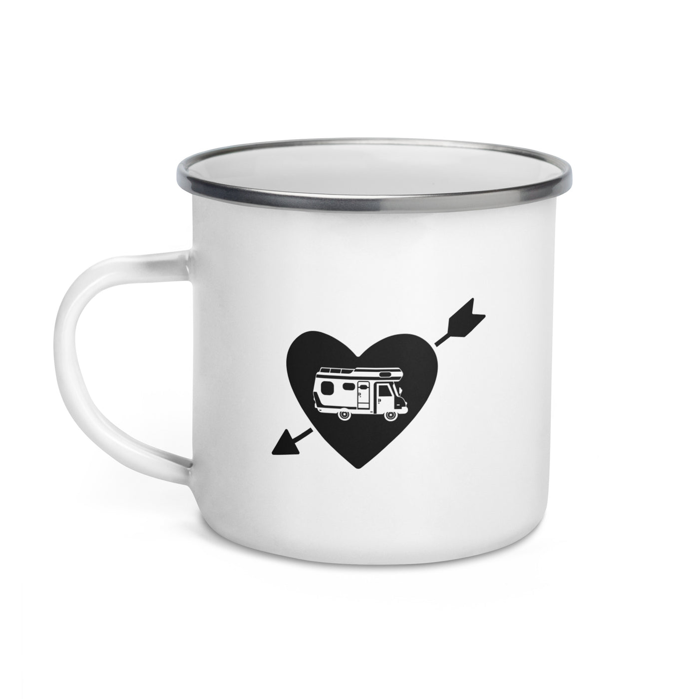 Arrow Heart And Camping - Emaille Tasse camping