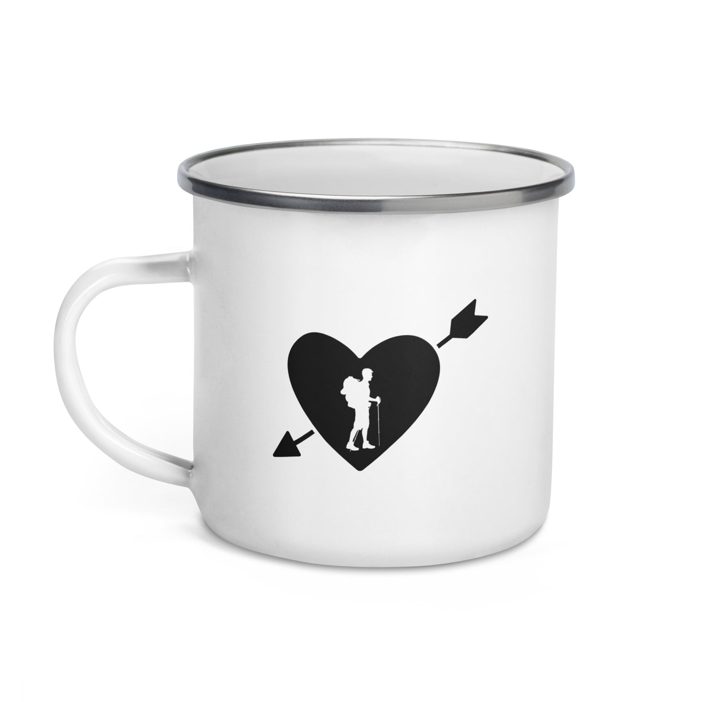 Arrow Heart And Hiking - Emaille Tasse wandern
