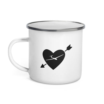 Arrow Heart And Sailplane - Emaille Tasse berge