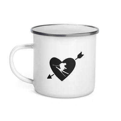 Arrow Heart And Skiing - Emaille Tasse ski