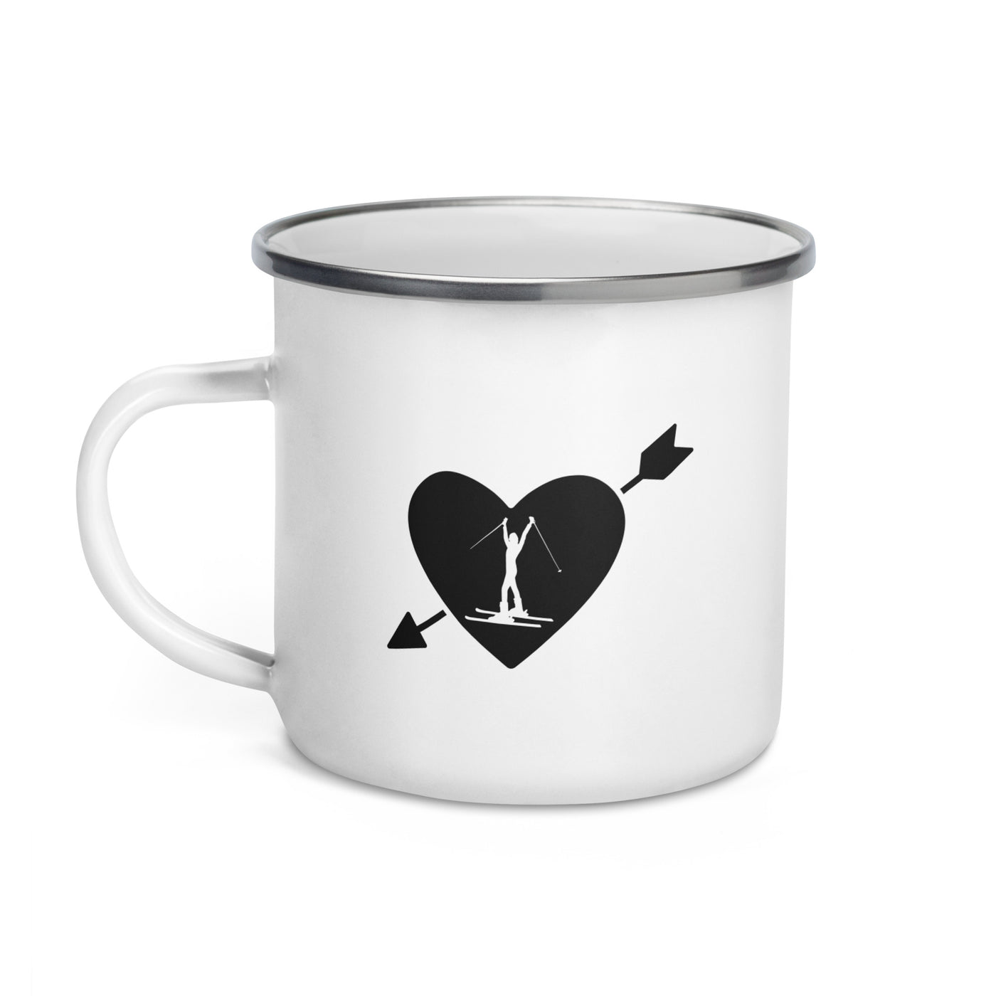 Arrow Heart And Skiing 1 - Emaille Tasse ski