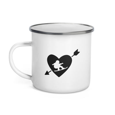 Arrow Heart And Snowboarding - Emaille Tasse snowboarden