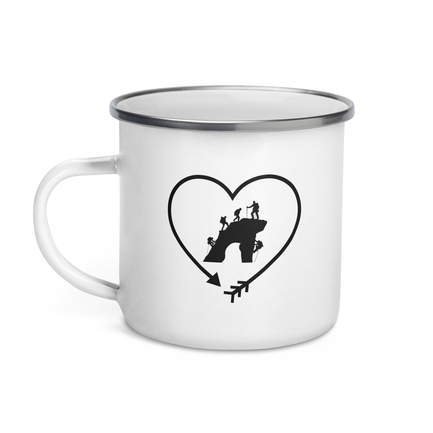Arrow In Heartshape And Climbing - Emaille Tasse klettern