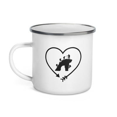 Arrow In Heartshape And Climbing - Emaille Tasse klettern
