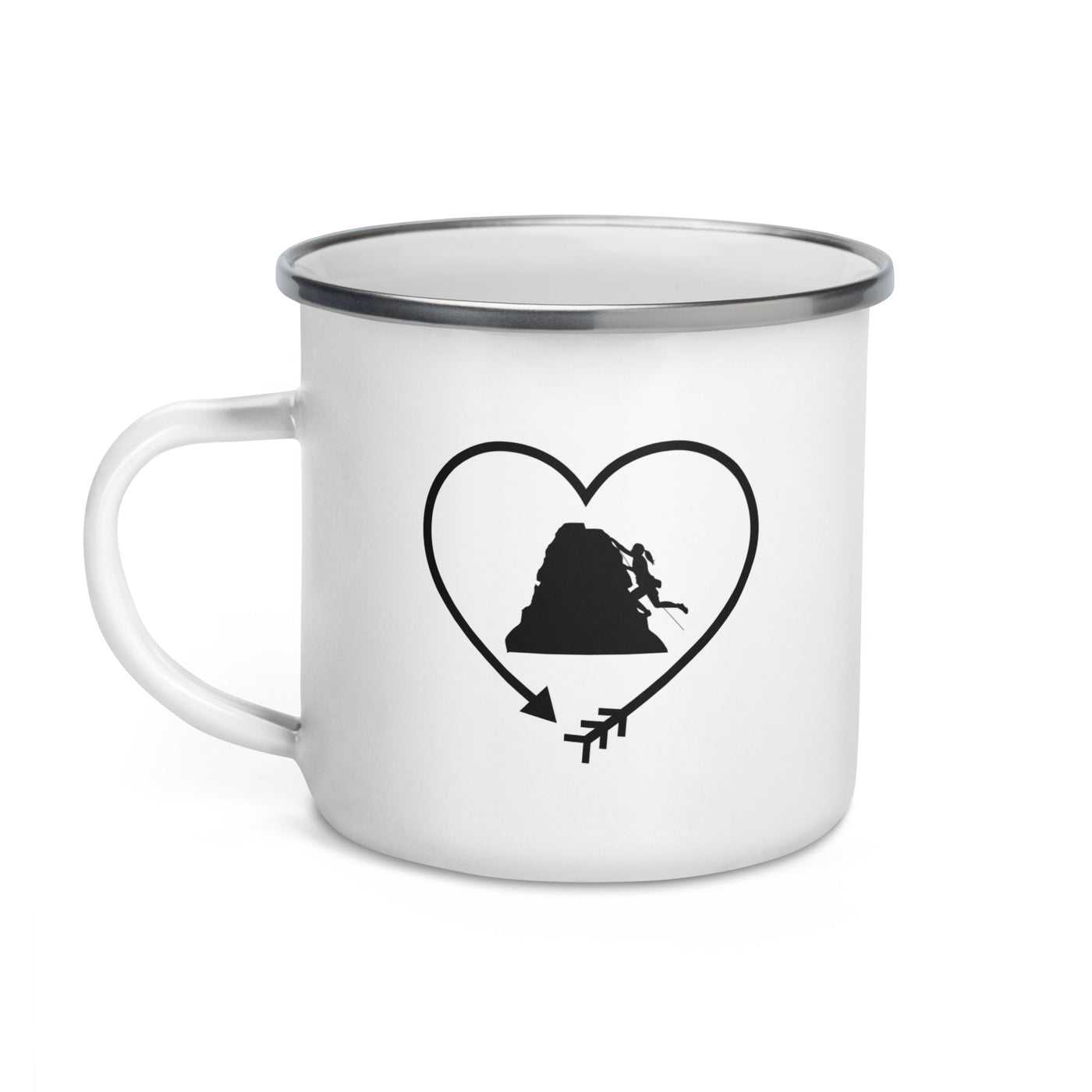 Arrow In Heartshape And Climbing 1 - Emaille Tasse klettern