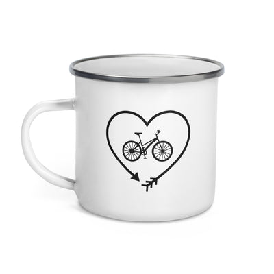 Arrow In Heartshape And Cycling - Emaille Tasse fahrrad
