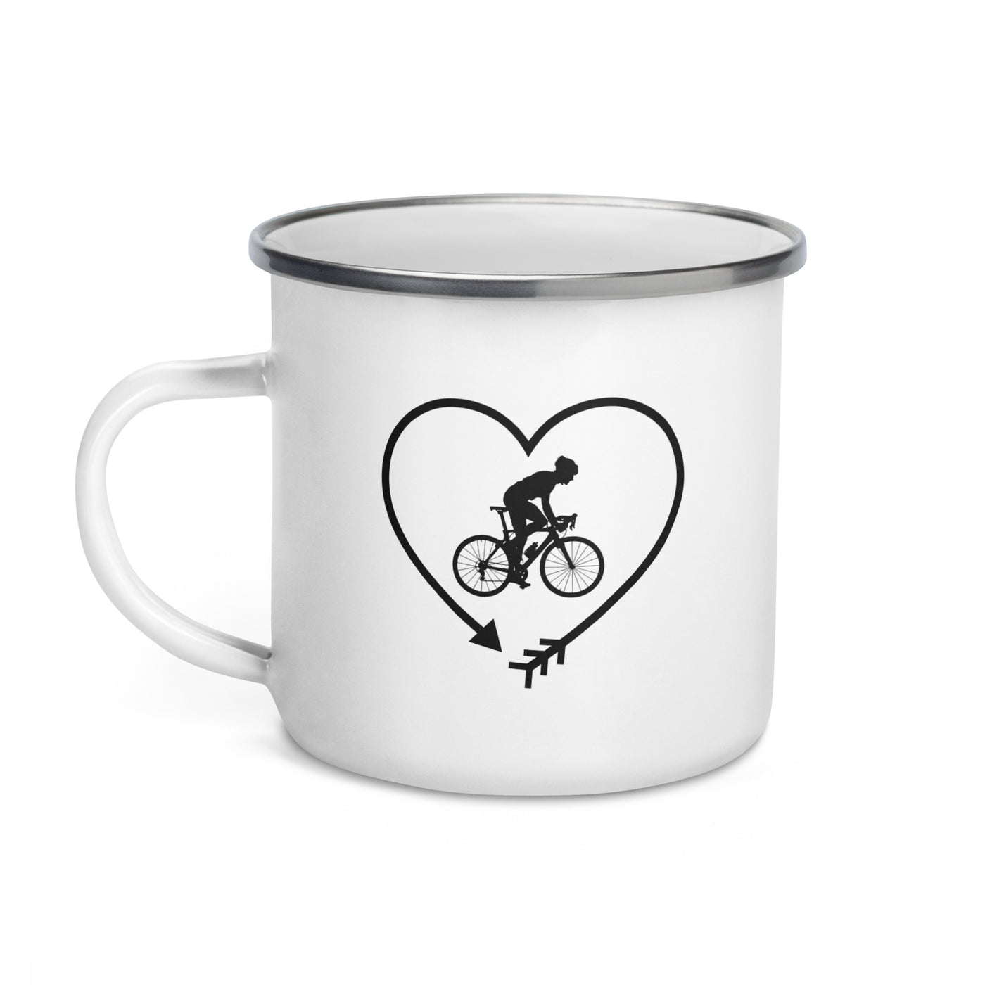 Arrow In Heartshape And Cycling 1 - Emaille Tasse fahrrad
