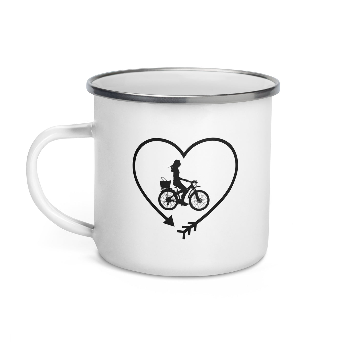 Arrow In Heartshape And Cycling 2 - Emaille Tasse fahrrad