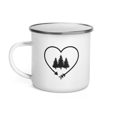 Arrow In Heartshape And Trees - Emaille Tasse camping