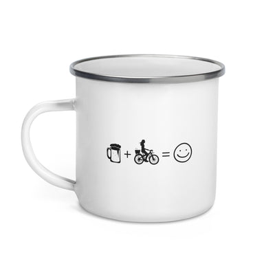 Beer Smile Face And Cycling 2 - Emaille Tasse fahrrad