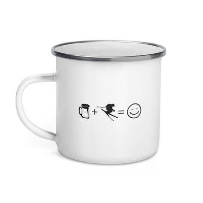 Beer Smile Face And Skiing - Emaille Tasse ski