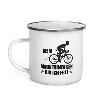 Beim Mountainbiken Bin Ich Frei 2 - Emaille Tasse fahrrad