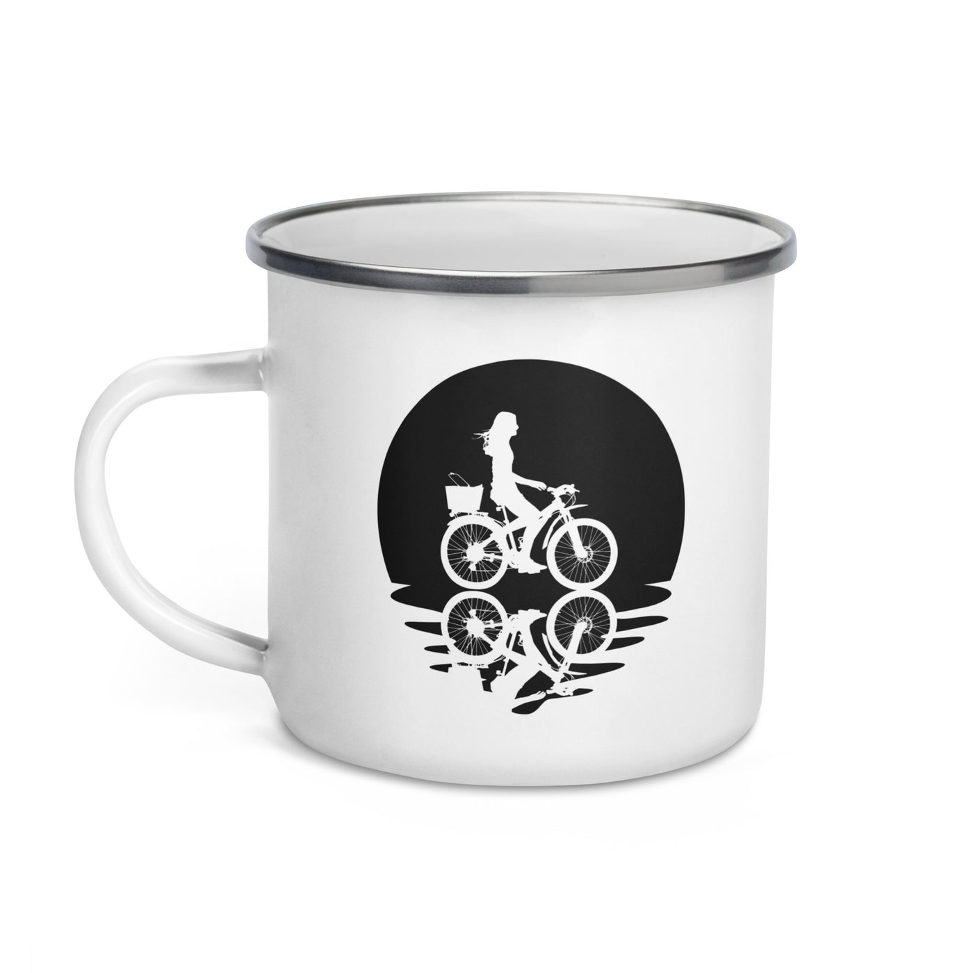 Circle And Reflection - Female Cycling - Emaille Tasse fahrrad