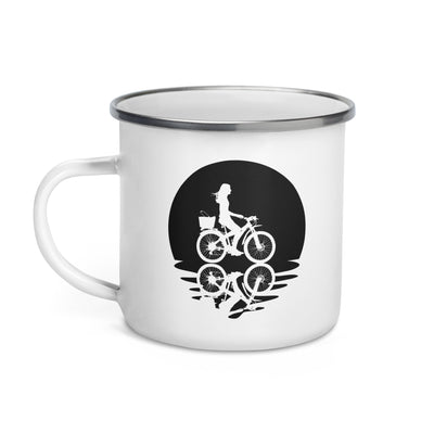 Circle And Reflection - Female Cycling - Emaille Tasse fahrrad