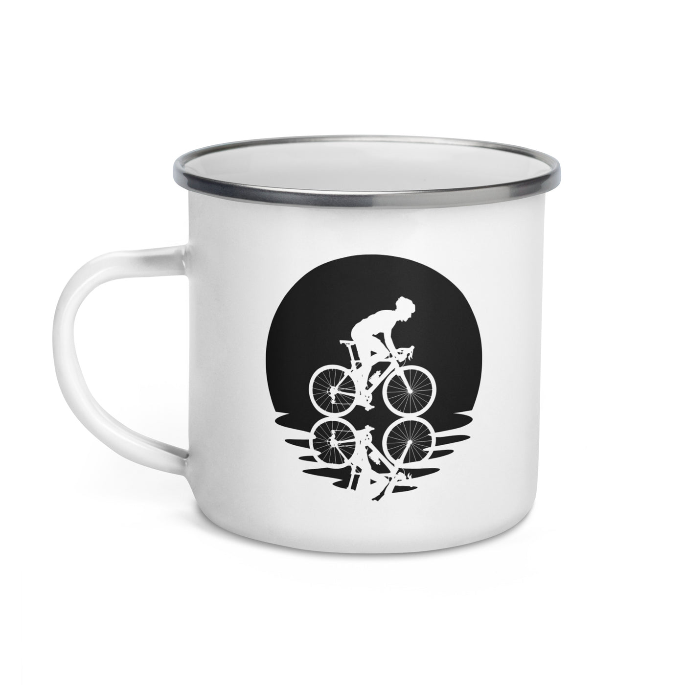 Circle And Reflection - Man Cycling - Emaille Tasse fahrrad