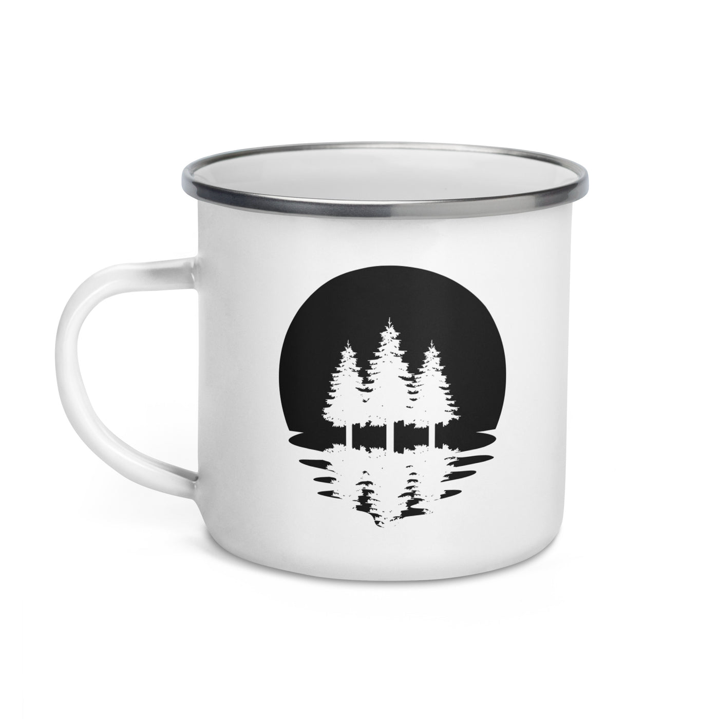 Circle And Reflection - Trees - Emaille Tasse camping