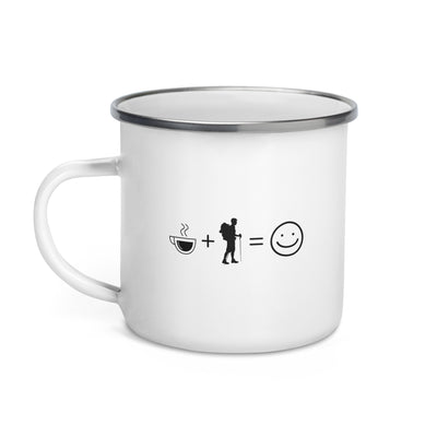 Coffee Smile Face And Hiking - Emaille Tasse wandern