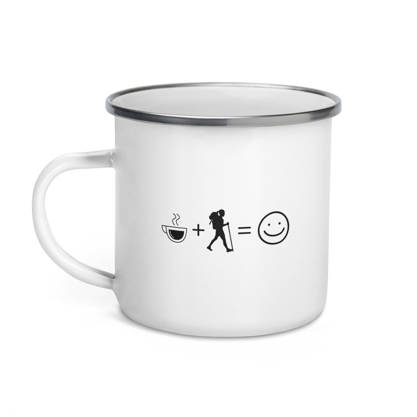 Coffee Smile Face And Hiking 1 - Emaille Tasse wandern