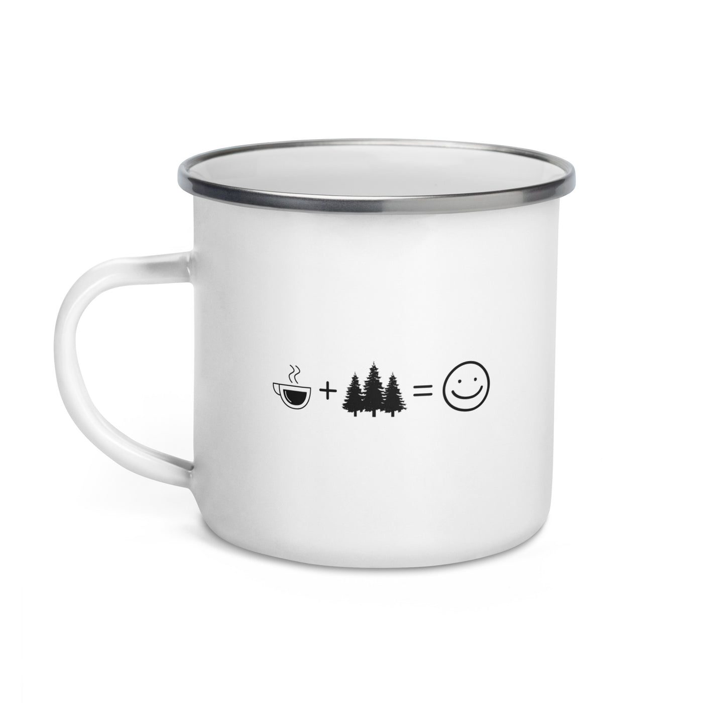 Coffee Smile Face And Tree - Emaille Tasse camping