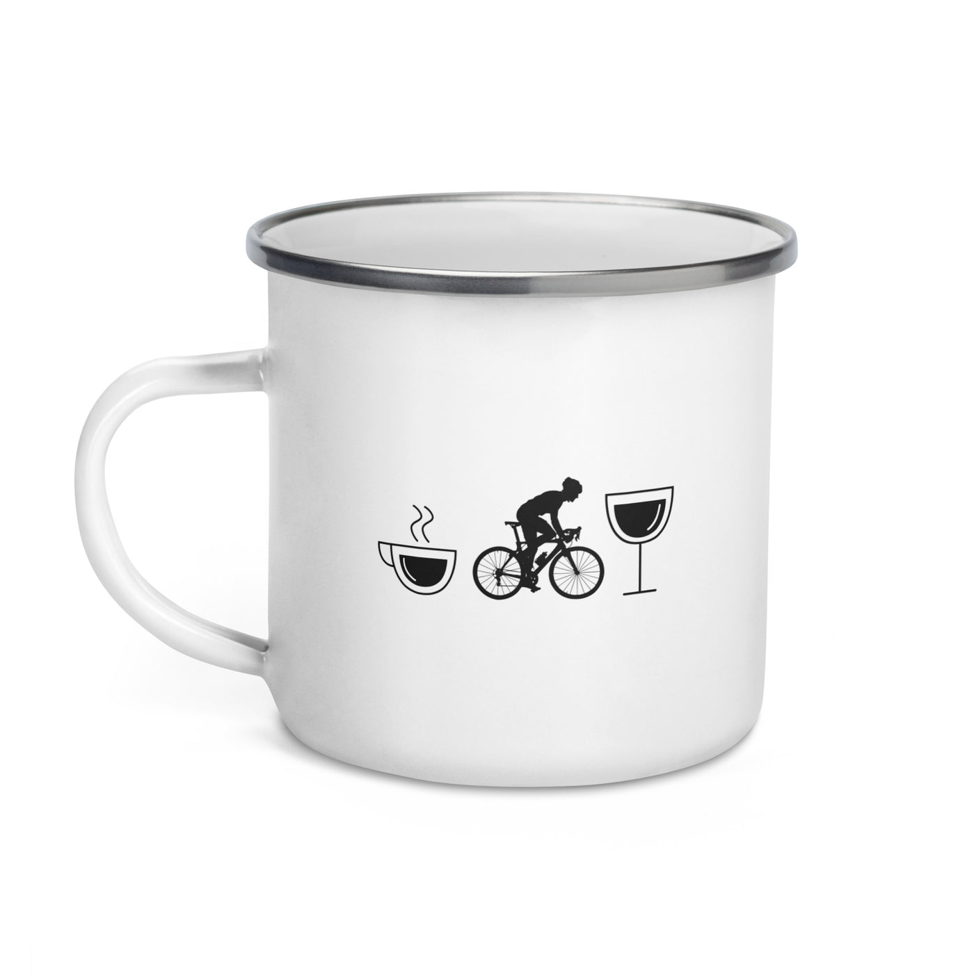 Coffee Wine And Cycling - Emaille Tasse fahrrad