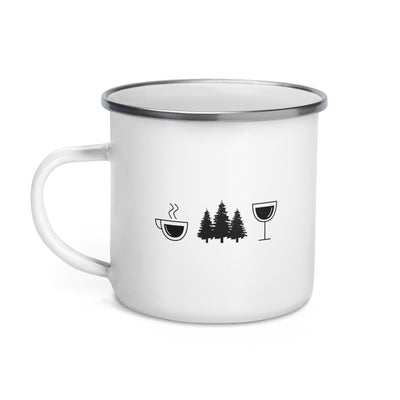 Coffee Wine And Trees - Emaille Tasse camping