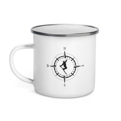 Compass And Skiing - Emaille Tasse ski