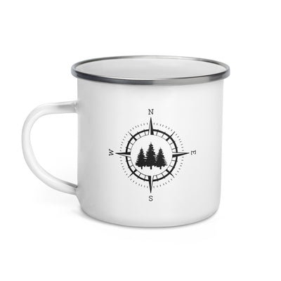 Compass And Trees - Emaille Tasse camping