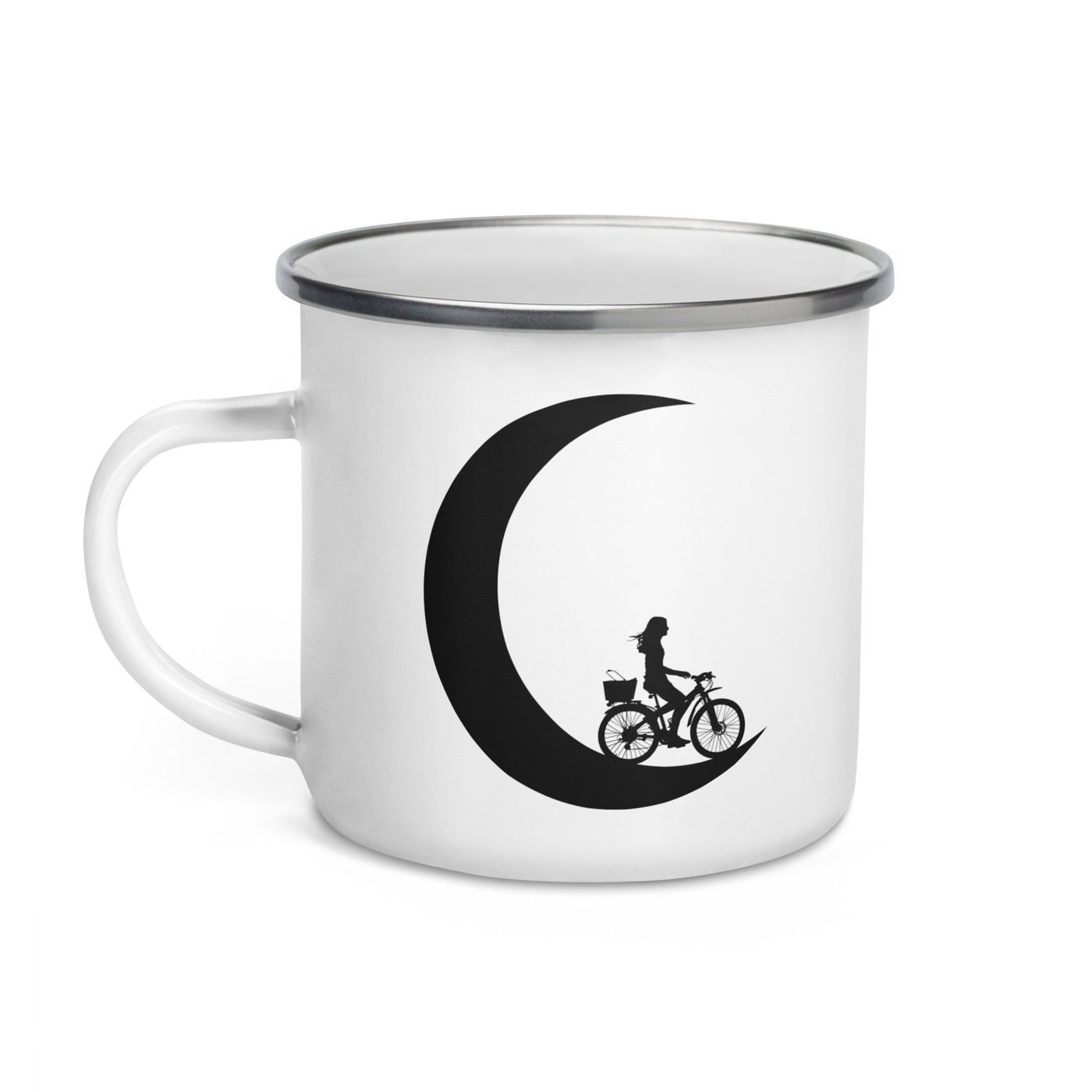 Crescent Moon - Female Cycling - Emaille Tasse fahrrad