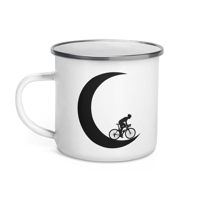 Crescent Moon - Man Cycling - Emaille Tasse fahrrad