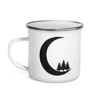 Crescent Moon - Trees - Emaille Tasse camping