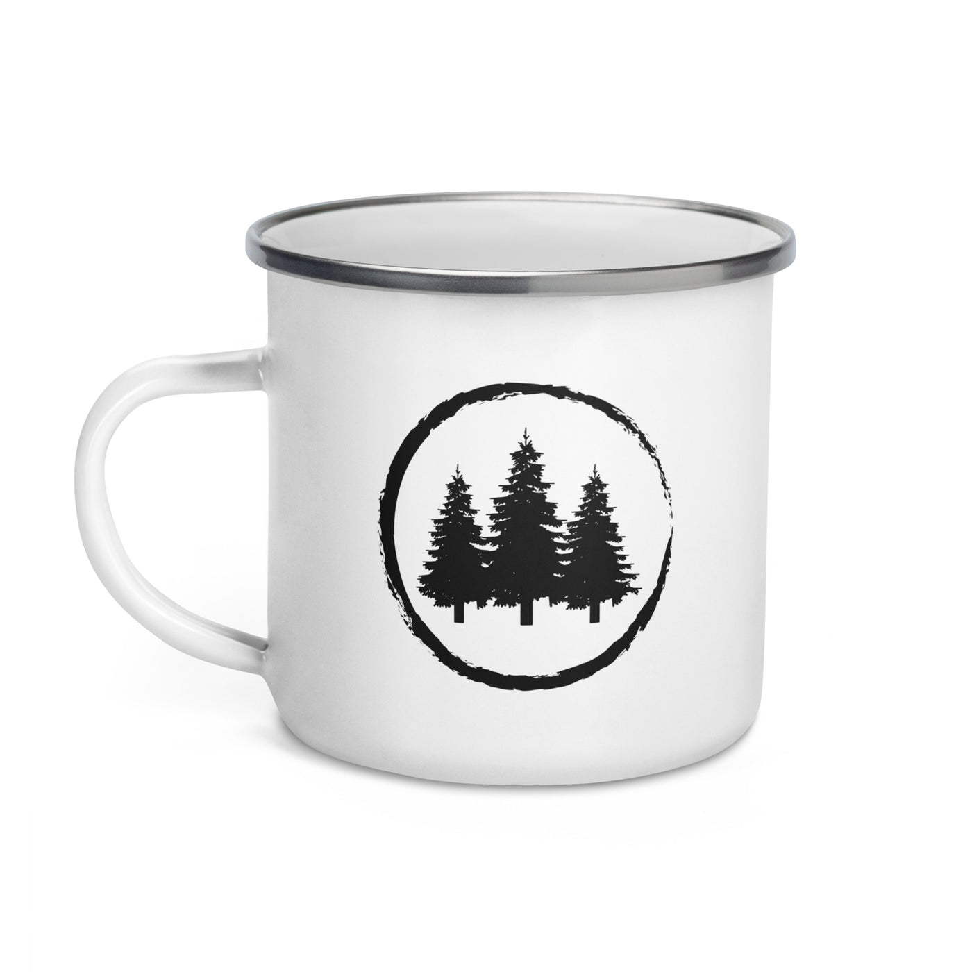 Cricle And Trees - Emaille Tasse camping
