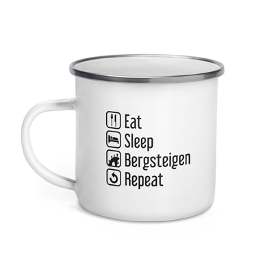Eat Sleep Bergsteigen Repeat - Emaille Tasse klettern