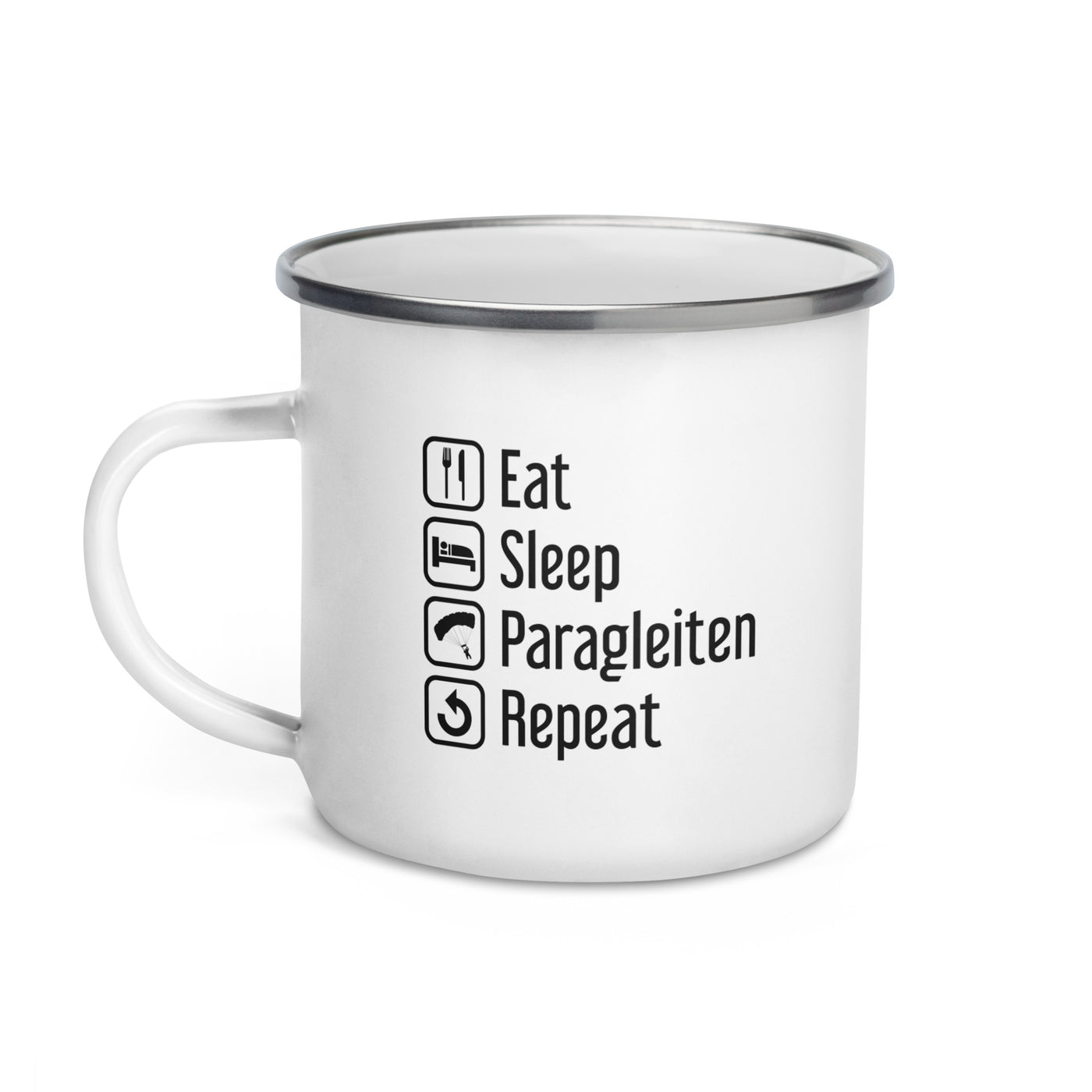 Eat Sleep Paragleiten Repeat - Emaille Tasse berge