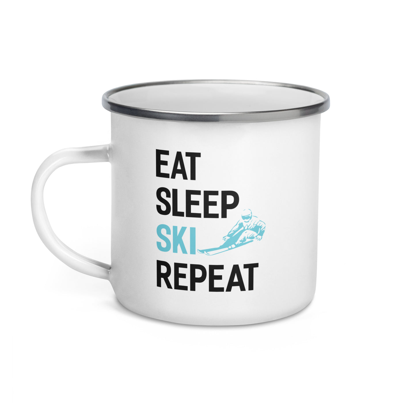 Eat Sleep Ski Repeat -(S.K) - Emaille Tasse klettern