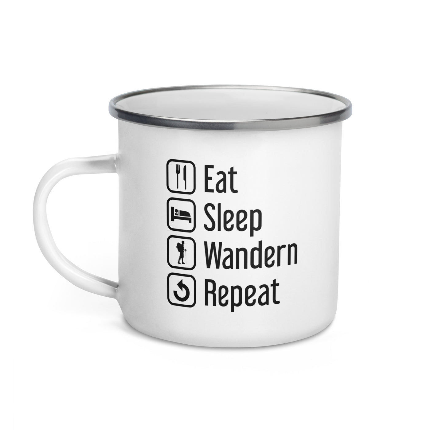 Eat Sleep Wandern Repeat - Emaille Tasse wandern