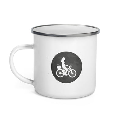 Full Moon - Female Cycling - Emaille Tasse fahrrad