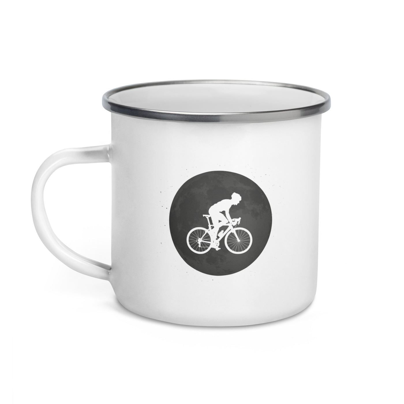 Full Moon - Man Cycling - Emaille Tasse fahrrad
