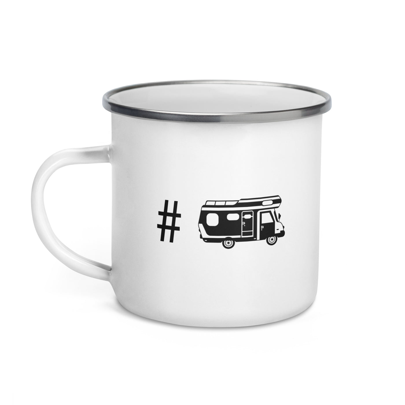 Hashtag - Camping Van - Emaille Tasse camping