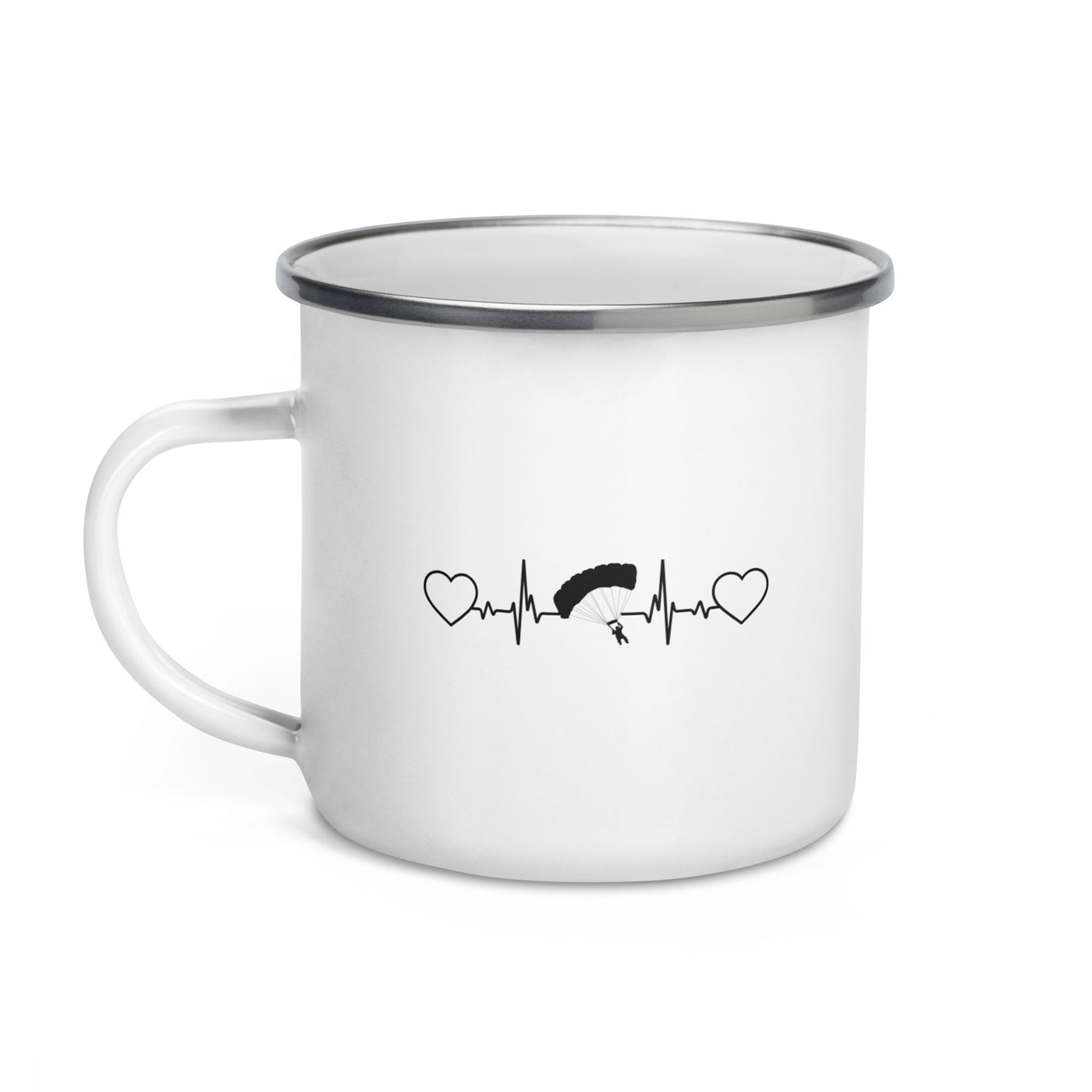 Heart - Heartbeat - Paragliding - Emaille Tasse berge