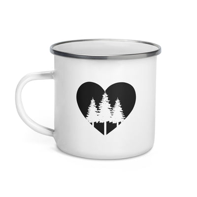 Heart 1 And Trees - Emaille Tasse camping